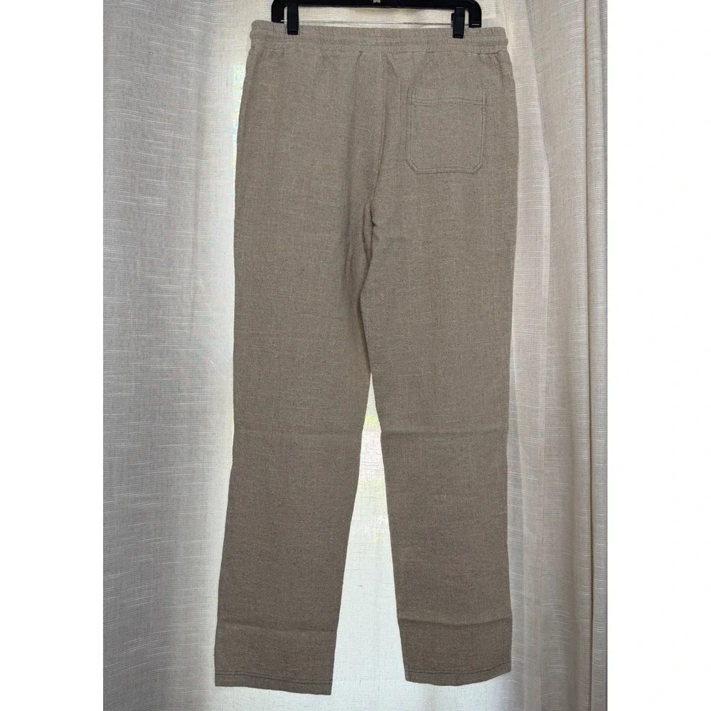 32 Bar Blues Drifter Cotton‎ Linen Blend Pants Drawstring Tan Men's Size Medium